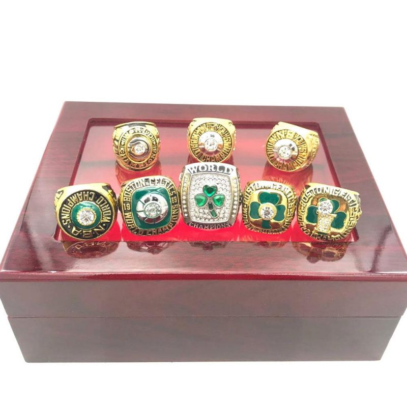 Boston Celtics Championship 8 Rings Set Punk Dark