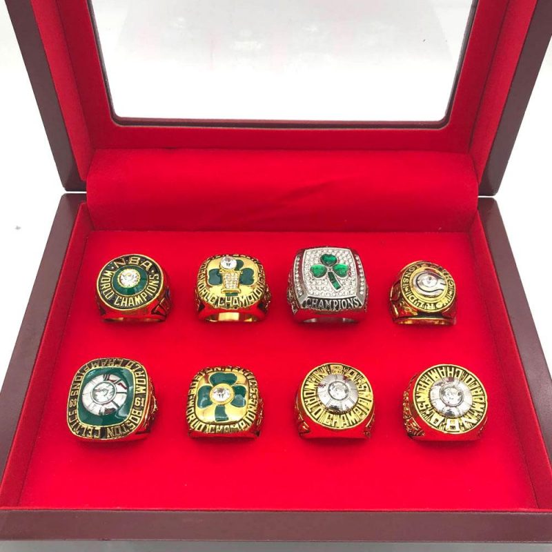 Boston Celtics Championship 8 Rings Set Punk Dark