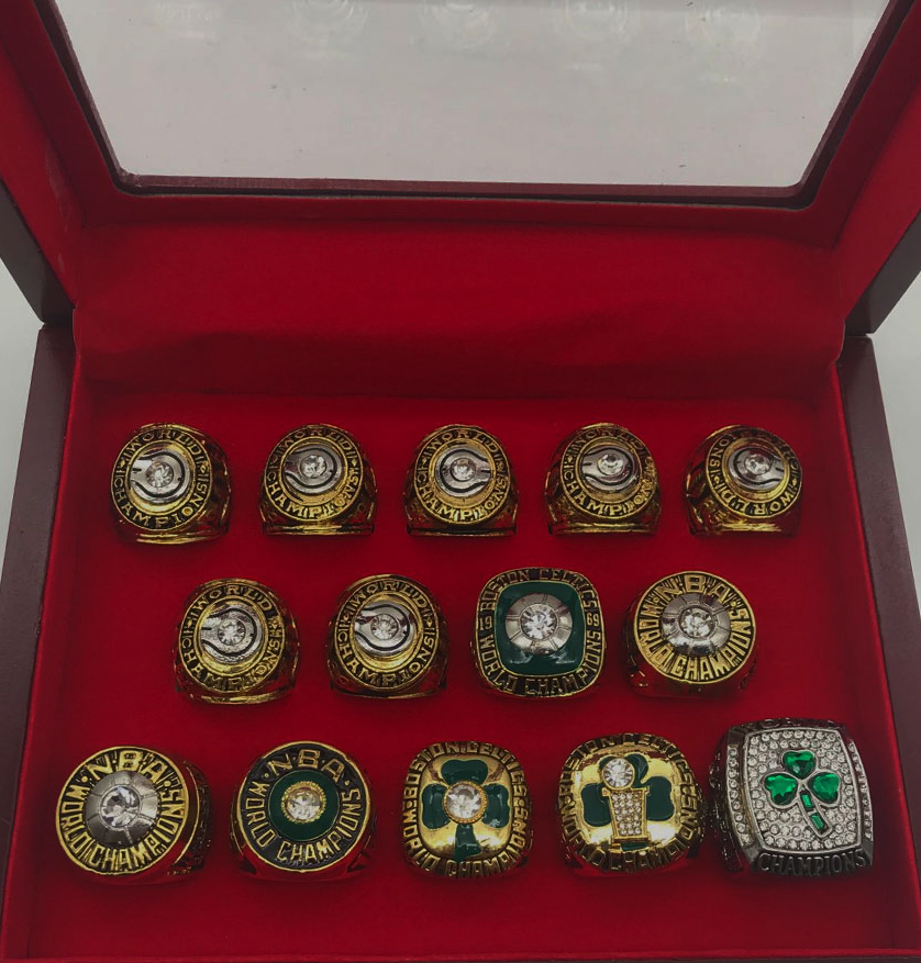 Boston Celtics Championship 14 Rings Set Punk Dark